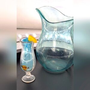 Mini glass pitcher and tropical drink glass